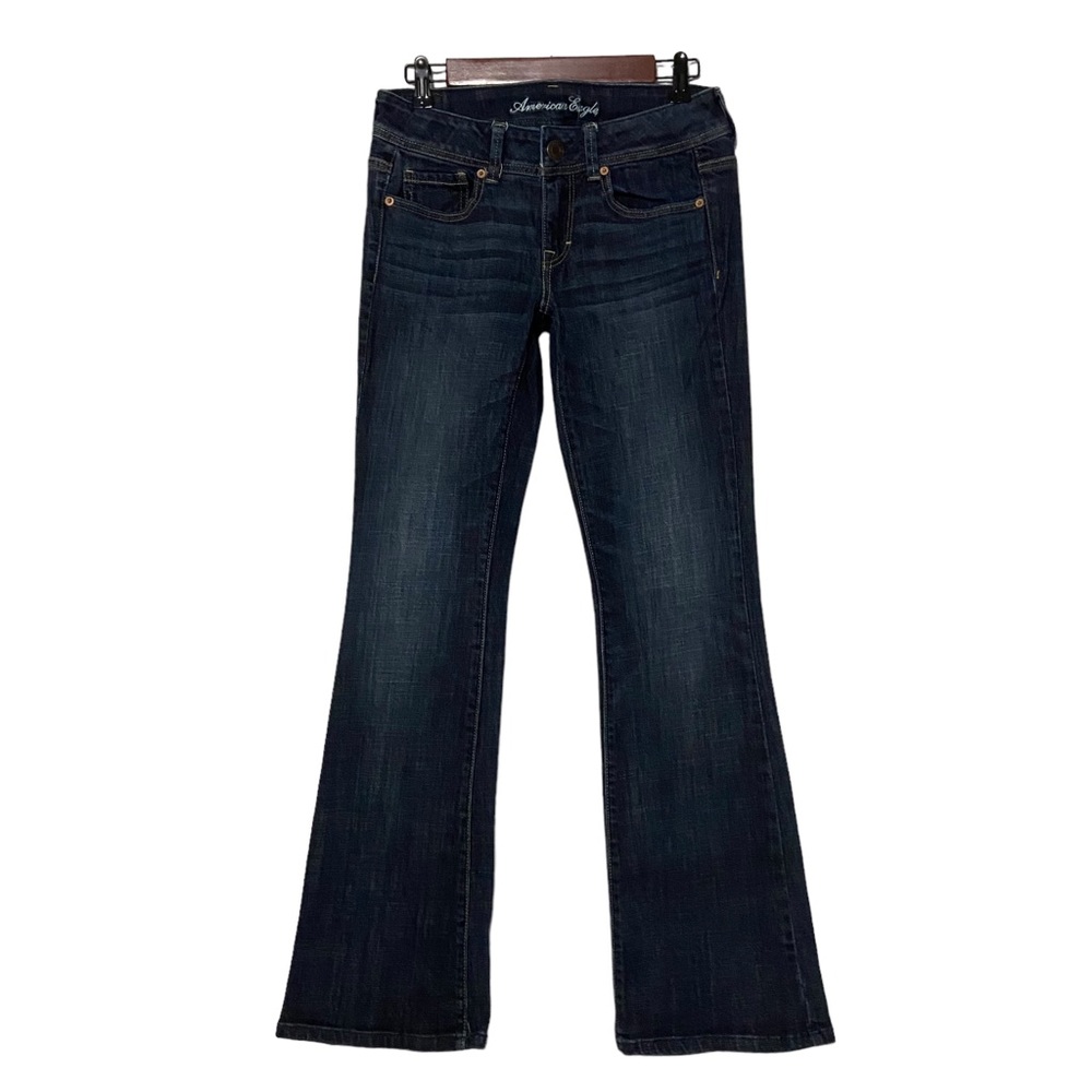 Y2K American Eagle Womens 4 Original Boot Stretch Jeans Vintage Blue Jeans